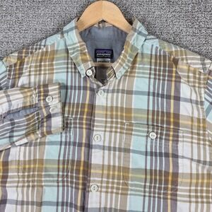 Patagonia Mens Birdshot Organic Cotton Plaid Button Down Shirt XL Casual